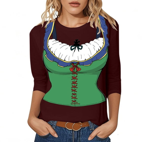 NJGRAE Women's T-Shirt Oktoberfest Themed Casual T Shirt for Women Men Party Top with Short Sleeve Comfortable Round Neck Tee for Festival Travel Spring Fall OutFit Women’S Layering T-Shirts M