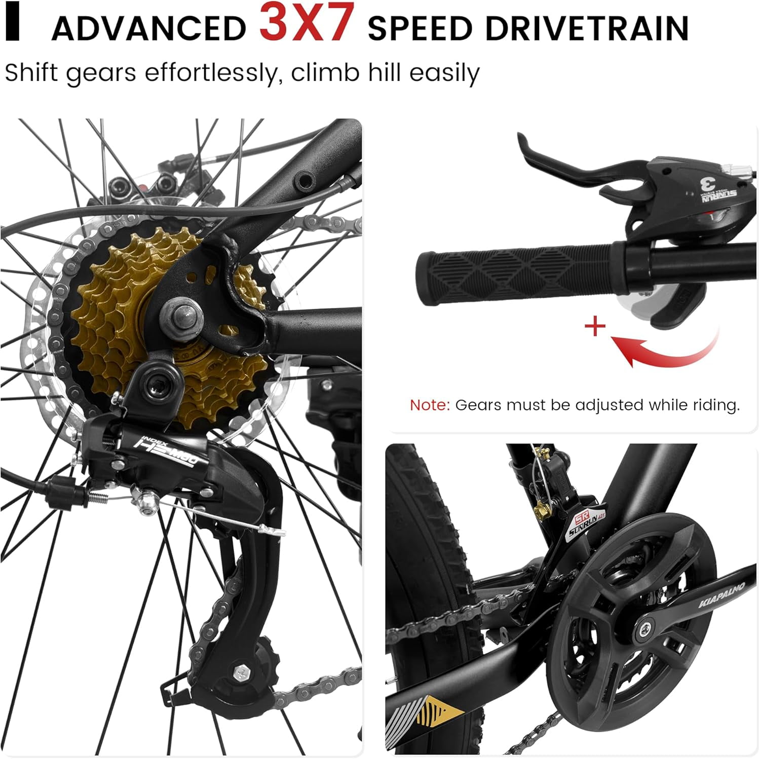 Mountain Bike, 26/27.5/29 Inch Mountain Bike for Men,Women, 1/8/21/24 Speeds with Mechanical Disc Brakes, High Carbon Steel/Aluminum Frame Adult Bicycle,Black