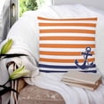 thumbnail image 3 of Pillow Covers 20x20 Set of 2, Anchor Orange Throw Pillow Covers Decorative Couch Cushion Cover, Modern Navy Blue White Striped Nautical Microfiber Soft Square Pillowcases for Bedroom Living Room Sofa, 3 of 7