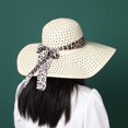 thumbnail image 4 of LANFYGOODS Mujeres Sombrero De Playa Sol Hueco Paja Cúpula Grandes Aleros Plegable Lazo Cinta De Ala Ancha Gorra Para El, 4 of 4