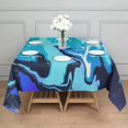 thumbnail image 3 of Square Tablecloth, Waterproof Polyester Table Cover, Wrinkle Resistant & Washable Fabric for Dining, Kitchen, Picnic, 42x42in(107x107cm), Liquid & Marble Print, 3 of 6