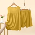 thumbnail image 5 of Women's 2 Piece Modal Loungewear Set Tiered Ruffle Sleeveless Top with High Waist Shorts Soft Breathable Outfit for Summer Yellow XL(XL), 5 of 5