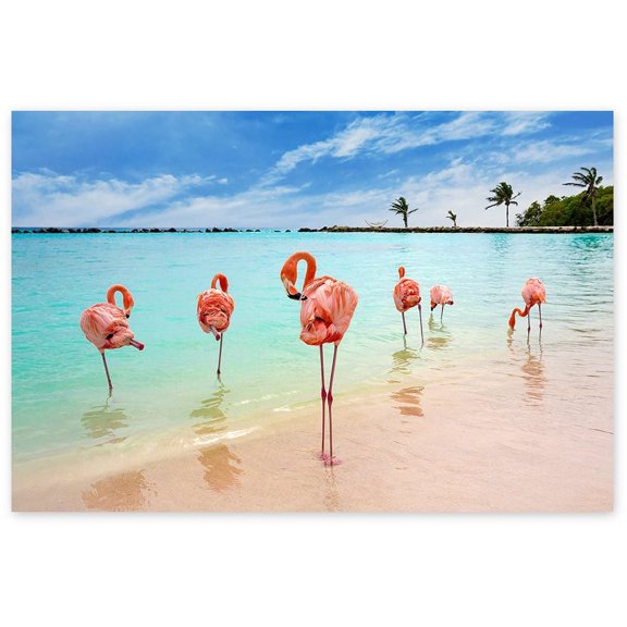 Awkward Styles Sea Room Decorations Flamingo Room Wall Decor Flamingo Poster Decor Ideas Unframed Art Picture Home Decor Ideas Flamingos Illustration Pink Room Wall Art Beach Decals Room Decoration