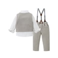 thumbnail image 6 of CARETOO Toddler Boy Clothes Suit Formal Dress Shirt Corsage Bowtie Waistcoat Suspender Pants 5pcs, 6 of 17