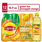 Lipton Immune Support Pineapple Mango Green Iced Tea 16.9 fl oz, 12 Pack Bottles