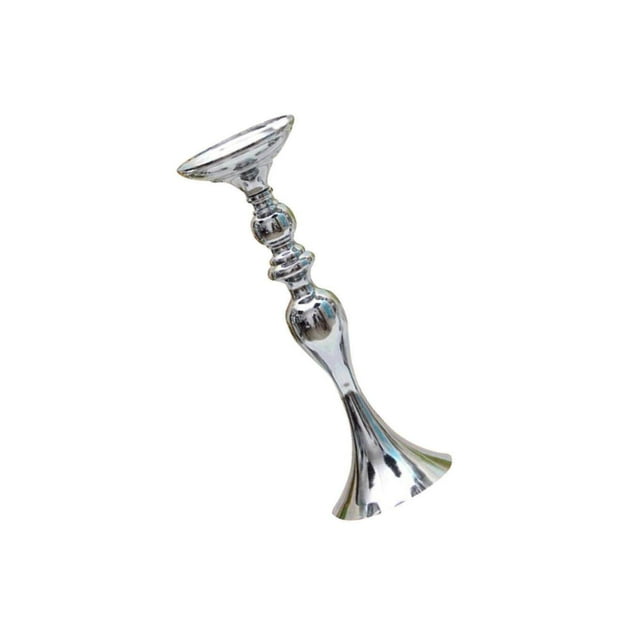 facefd Long Stand Metal Candle Tea Light Holder Candlestick Flower Vase Silver-M