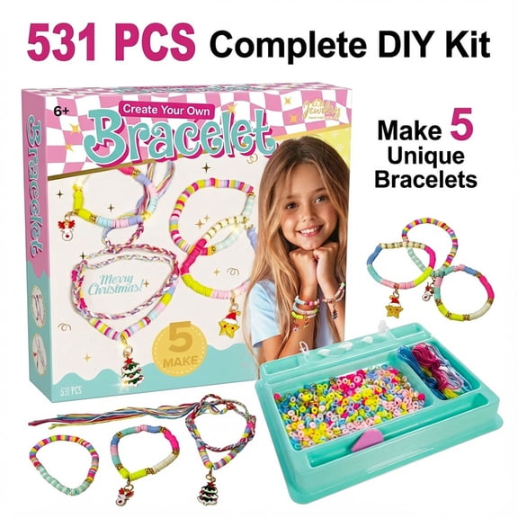 Toymingle DIY Bracelet Making Kit Multicolor Beads and Charms for Child