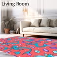 thumbnail image 2 of ODIKA 4'x6' Machine Washable Non-Slip Area Rug, Ocean Adventure Mermaid Treasure with Underwater Theme High Traffic Rug with Pad, Red, 688800, 2 of 8