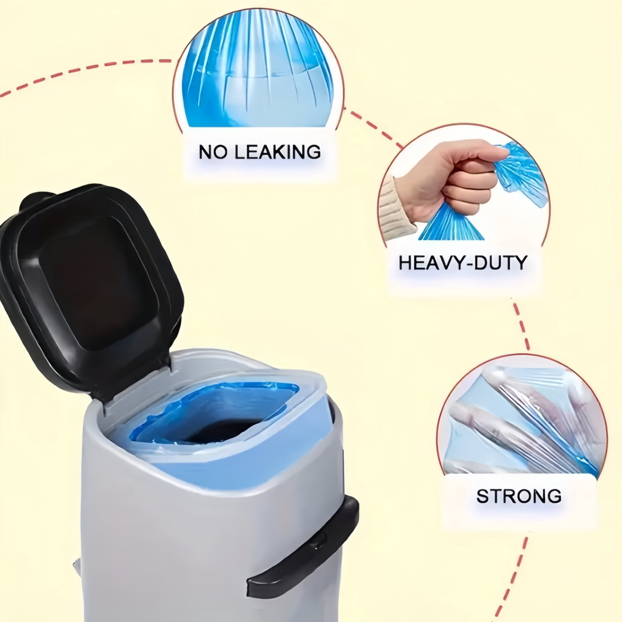 9 Pack Diaper Pail Refill Bags, Odor-Blocking & Leak-Proof Liners, Compatible with Most Diaper Pails