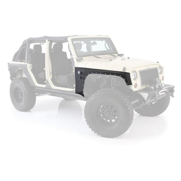 Convient à la Série 76880 XRC 2007-2018 Jeep Wrangler JK Smittybilt; Revêtement en Poudre; Noir Texturé; Acier; Comprend un Revêtement d'Aile Partiel; avec Conduit Latéral; Lot de 2