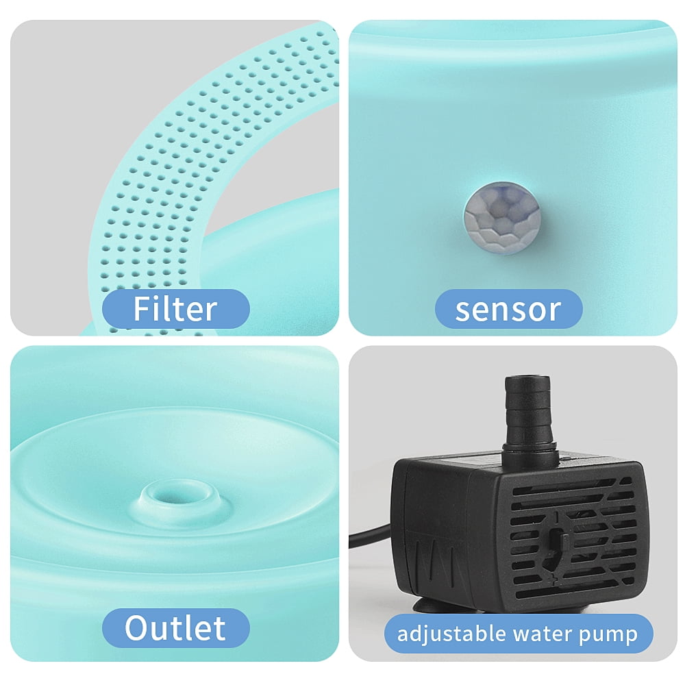 MASBRILL Cat Water Fountain, 1000mAh Battery Pet Water Fountain. Automatic Pet Drinking Fountain, Cat Fountain Blue 35 oz