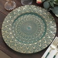 thumbnail image 2 of Efavormart 6 Pack | 13" Teal / Gold Embossed Peacock Design Plastic Serving Plates, Round Disposable Charger Plates, 2 of 10
