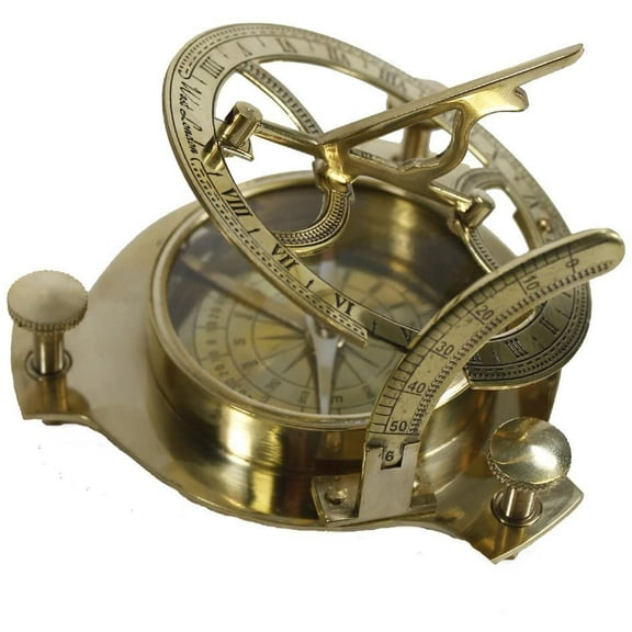 NauticalMart 4" Sundial Compass - Solid Brass Sun Dial