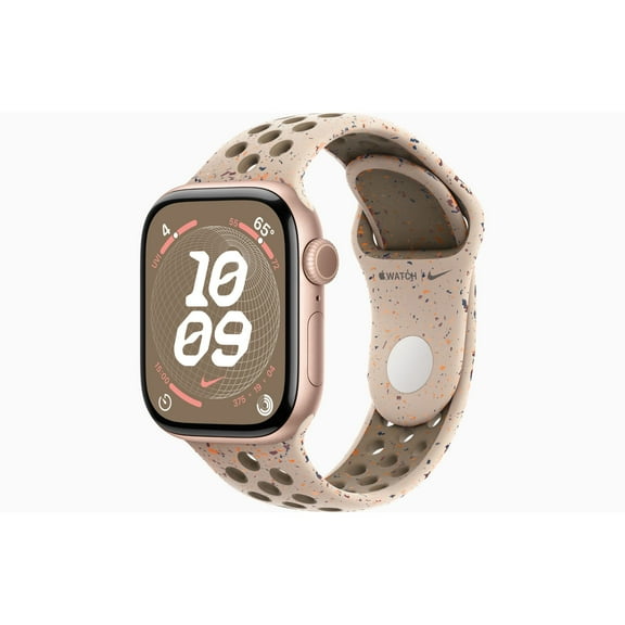 Restored Apple Watch Series 10 GPS 42mm Rose Gold Aluminium Case with Desert Stone Nike Sport Band (Refurbished)
