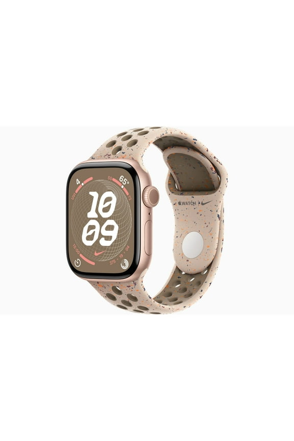 Restored Apple Watch Series 10 GPS 42mm Rose Gold Aluminium Case with Desert Stone Nike Sport Band (Refurbished)
