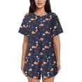 thumbnail image 1 of Balery Cartoon Fox Conjunto de Pijama para Mujer con Estampado, Dos Piezas de Manga Corta y Shorts, Ropa de Dormir Suave con Cuello Redondo y Bolsillos-Large, 1 of 6