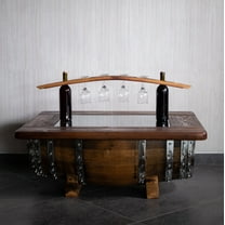 Barrel Coffee Table With Removable Glass Top - Wine/Whiskey/Bourbon Barrel Storage Table - Rustic Furniture