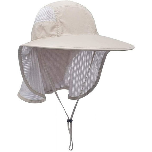 Unisex Outdoor Activities UV Protecting Sun Hats with Neck Flap-Khaki