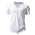 thumbnail image 2 of Men Tshirt Short Sleeve V-Neck T-Shirt Basic White Tee Shirts Men's Fashion, 2 of 8