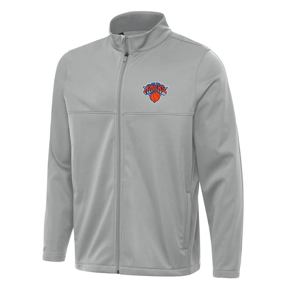 Men's Antigua Gray New York Knicks Links 2 Full-Zip Golf Jacket