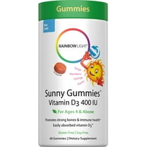 Sunny Gummies Vitamin D3 400 IU | Tangy Tangerine Flavor | 60 Gummy Drops | by Rainbow Light