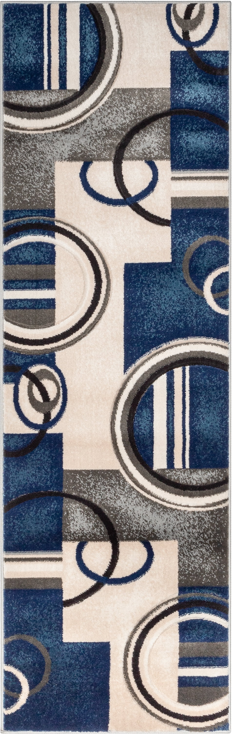 Well Woven Good Vibes Belle Geometric Dark Blue 2'7" x 7'3" Runner Rug