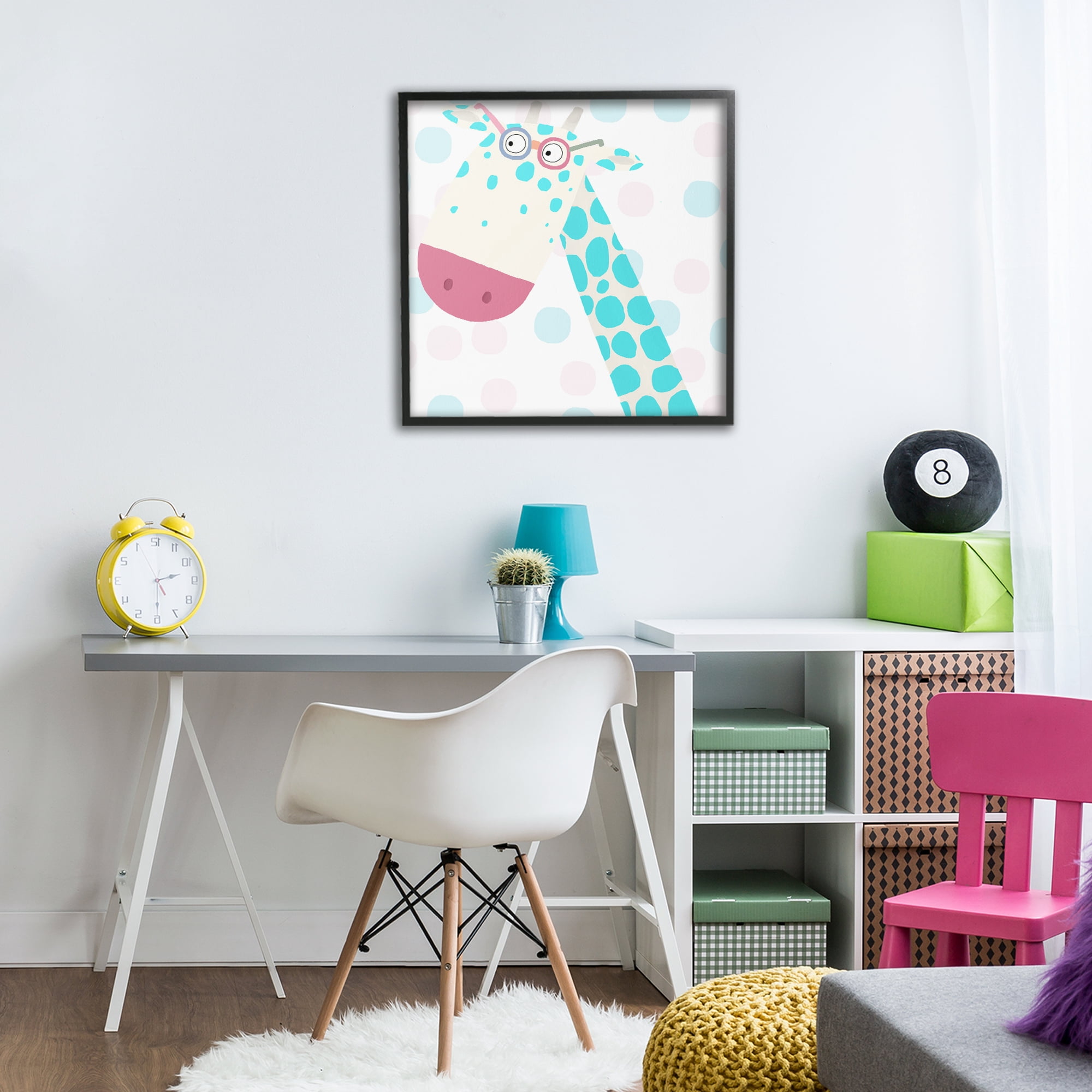 Stupell Industries Electric Blue Giraffe Black Framed Giclee Art, design by Carla Daly