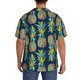 thumbnail image 3 of Balery Colorful Pineapples Camisa Casual de Manga Corta con Botones para Hombre, Texturizada, Estilo Cubano, para Playa, Verano-Small, 3 of 5