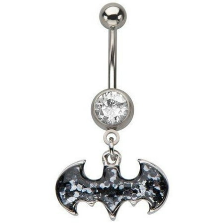 Logo Acrylic Navel Ring (DC Comics Belly Button Ring Navel 316L Surgical Steel, Cubic Zirconia, Logo, Gem, Batman Dangle Body Jewelry 14)