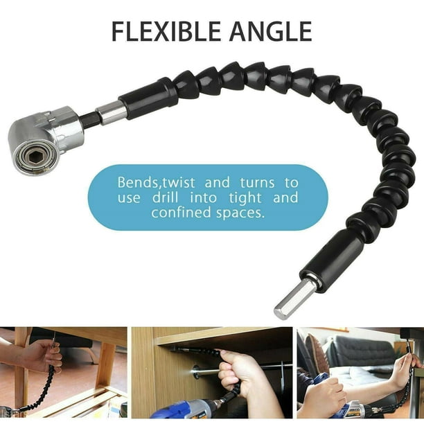 QINXIN Right Angle Drill Bit Flexible Rotary Drill Bit Tool Set Extension  Drive Flexible Shaft Attachment Compatible For Dremel