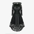 thumbnail image 5 of FAVIPT Gothic Lace Up Dresses for Women Two Piece Flare Vintage Dress Halloween Witch Cosplay Maxi Costume Victorian Corset Hooded Ball Gown Gray,S, 5 of 6