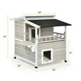 thumbnail image 3 of Pefilos 36" Wooden Outdoor Cat House with Large Balcony, Cat Condo Shelter Catio for Small Medium Cats, 2-Story Patio Cat Shelter, Gray, 3 of 9