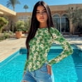 thumbnail image 4 of Xoenoiee Green Shamrock Daisy Print Womens Long Sleeve Shirts Asymmetrical Trendy Blouse Tops St. Patrick's Day Fall Fashion Outfits Lightweight Irregular Hem Tees Going Out T-Shirt, Size L, 4 of 7