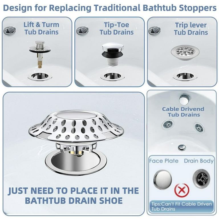  Upgraded 2 in 1 Bathtub Stopper with Drain Hair