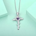 thumbnail image 4 of Starchenie Rose Cross Necklace 925 Sterling Silver Heart Crucifix Pendant Birthstones February Amethyst Jewelry for Women, 4 of 6
