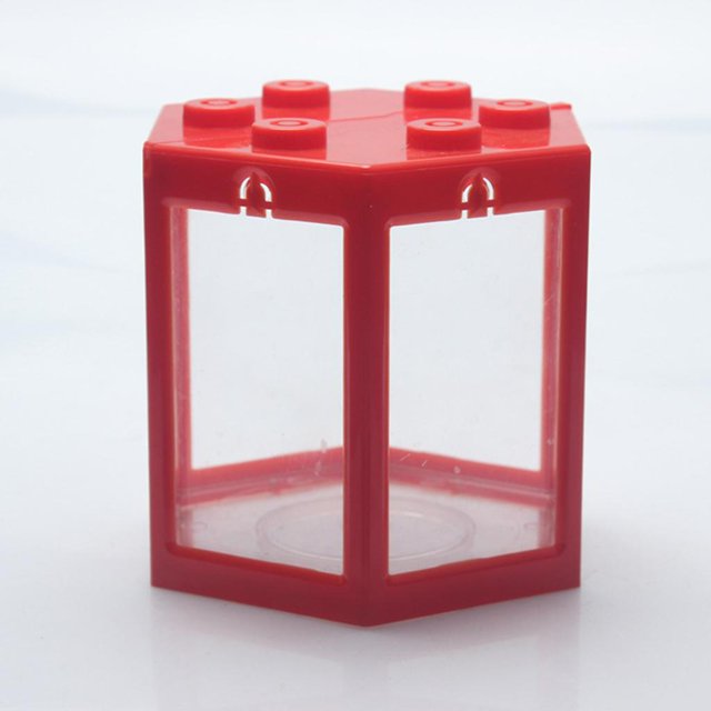 Pequeño de peces Betta, mini pecera de acuario apilable de decoración de pecera forma forma forma , caja de alimentación de hormigas Min Cuadrado rojo