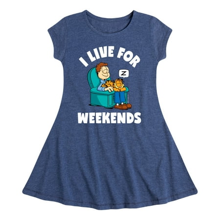 

Garfield - I Live For Weekends - Toddler And Youth Girls Fit And Flare Dress