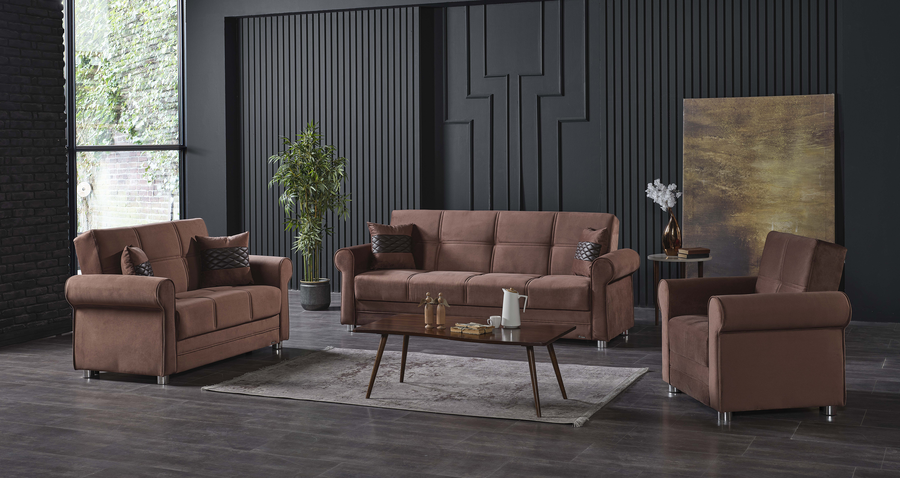 Ottomanson Convertible Sleeper Sofa Bed with Hidden Storage, Firm Comfort Couch, Brown