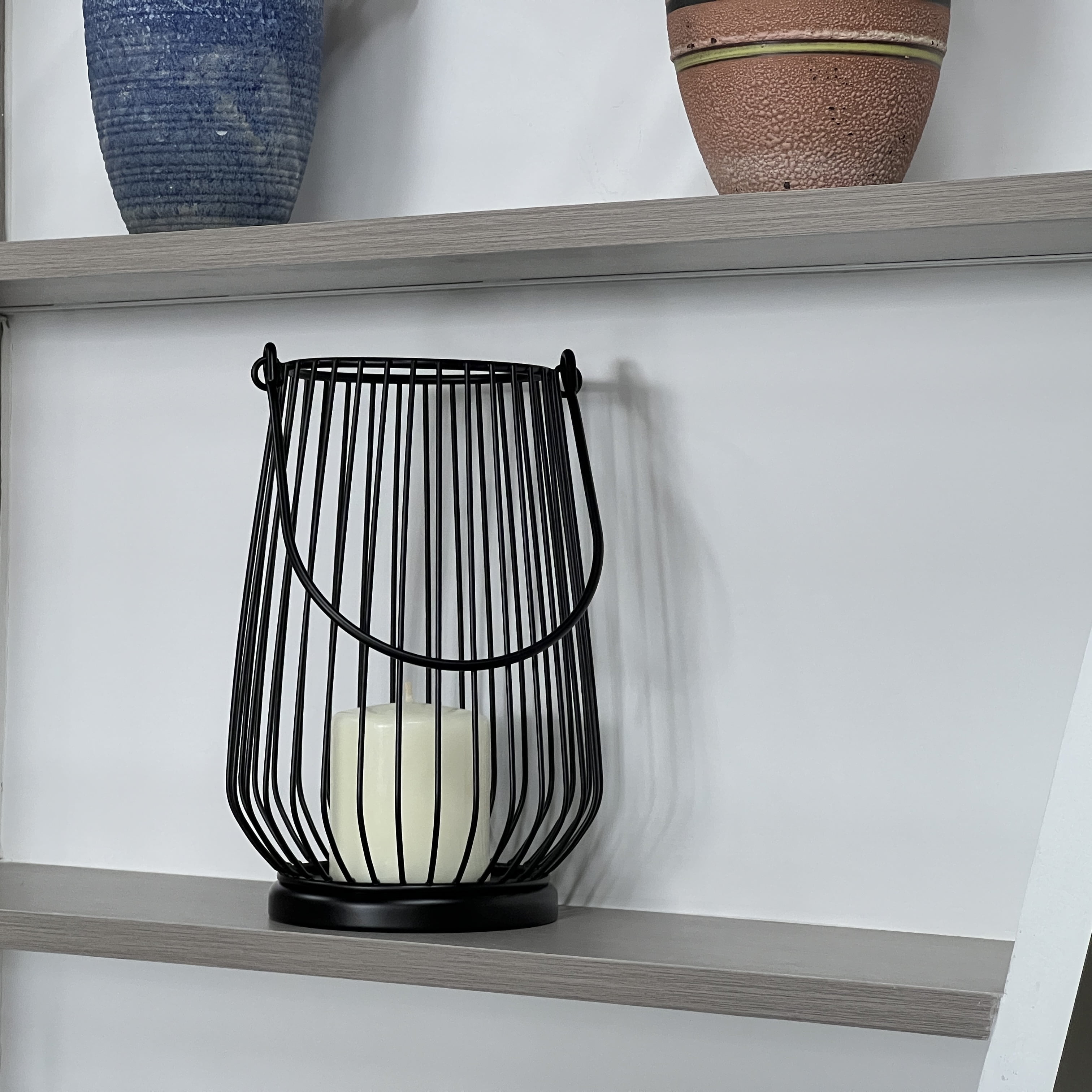 Mainstays Black Metal Wire Candleholder Lantern, 10", Medium