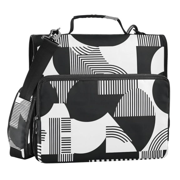 ALAZA Zipper Binder Black Geometric 3 Ring Trapper Keeper File Folder Organizer Bag