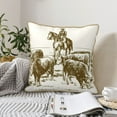 thumbnail image 6 of Fotbe Cattle Drive By Two Cowboys Pattern Velvet Decorative Throw Pillow Covers with Elegant Piping, Soft Plush Cushion Cover for Sofa, Bed, Car, Office-18"x18", 6 of 8