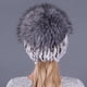 thumbnail image 4 of Gorro de piel de conejo para otoño e invierno, gorro de piel para mujer, gorro de lana de punto cálido de imitación de piel de zorro, gorro para mujer, 4 of 5