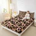 thumbnail image 4 of jejeloiu Wild Leopard Cheetah Twin Sheet Sets,Cute Bow Knot Twin Fitted Sheet,Pink Brown Flat Sheet For Girl,Breathable Home Decor,3-Piece, 4 of 7