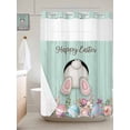 thumbnail image 6 of No Hook Shower Curtain with Snap in Liner, Easter Rabbit Butt Colorful Egg Waterproof Bath Curtain Double Layers with See Through Top Window, Rustic Flower Retro Wood Board Shower Curtains 60x72in, 6 of 9