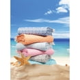 thumbnail image 2 of Authentic Hotel and Spa Authentic Pestemal Fouta Sienna Geometric Stripe Turkish Cotton Bath/ Beach Towel Turquoise, 2 of 5