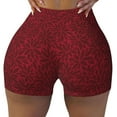 thumbnail image 2 of Balery Burgundy Floral Printed Workout Shorts for Women Seamless Scrunch Short Gym Yoga Running Sport Active Exercise Fitness Shorts-Medium, 2 of 8