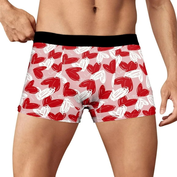 TSADFHJI Manmade Underwear Men Mens Casual Comfort Valentines Day Printed Underwear Xxxl White