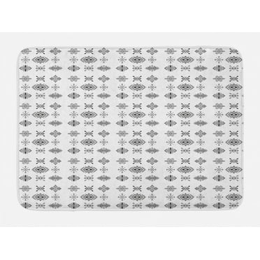 Guatemalan Bath Mat, Geometric Style with Arrow and Culture Theme, Plush Bathroom Decor Mat with Non Slip Backing, 29.5" X 17.5", Black Grey White, by Ambesonne