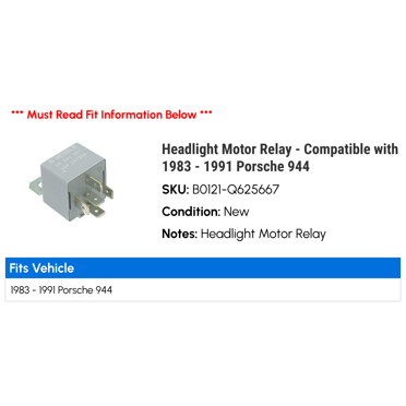 Wehrle 51871CR Headlight Motor Relay – For Porsche 944 1983-1991 – OE Replacement