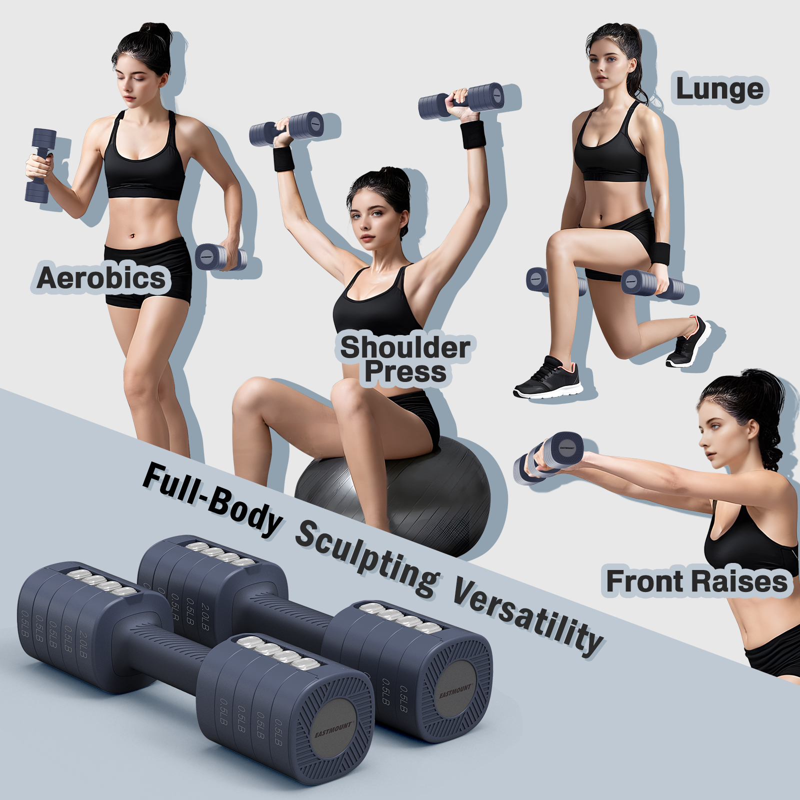 EASTMOUNT Adjustable Dumbbell Set, 2-6 Lbs for Women photo 4